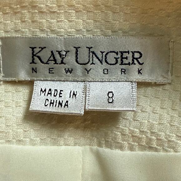 Kay Unger 8 Winter Holiday White Semi-Formal Wrap Front Side Button Blazer - Picture 5 of 5